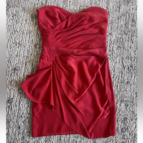 Parker Dresses & Skirts - Parker Red Silk Strapless Dress Size XS